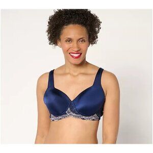 Breezies Two-Tone Lace Shimmer Lightly Padded 38 B NAVY